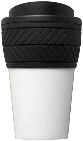 Brite-Americano® 350 ml Isolierbecher mit Schutzring Reifen-Design, schwarz bedrucken, Art.-Nr. 21008800