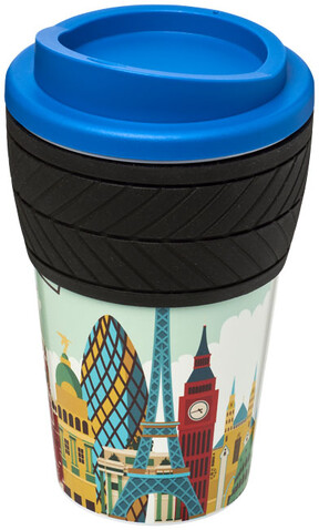 Brite-Americano® 350 ml Isolierbecher mit Schutzring Reifen-Design, blau bedrucken, Art.-Nr. 21008802 Brite-Americano® 350 ml Isolierbecher mit Schutzring Reifen-Design, blau bedrucken, Art.-Nr. 21008802