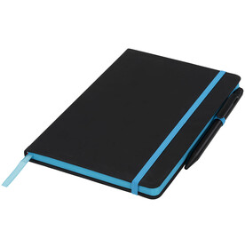 Noir Edge A5 Notizbuch mit farbigem Rand, schwarz, blau bedrucken, Art.-Nr. 21021000 Noir Edge A5 Notizbuch mit farbigem Rand, schwarz, blau bedrucken, Art.-Nr. 21021000