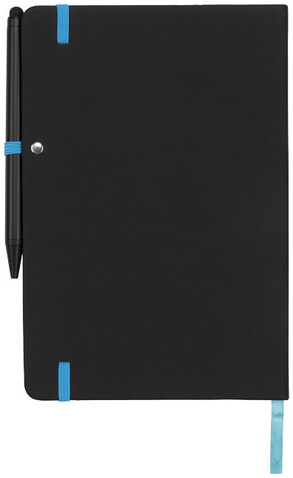 Noir Edge A5 Notizbuch mit farbigem Rand, schwarz, blau bedrucken, Art.-Nr. 21021000