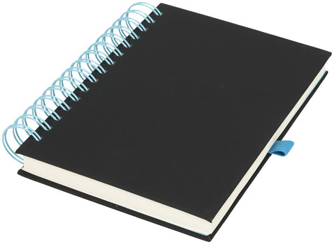 Wiro A5 Spiral Notizbuch, schwarz, blau bedrucken, Art.-Nr. 21021101