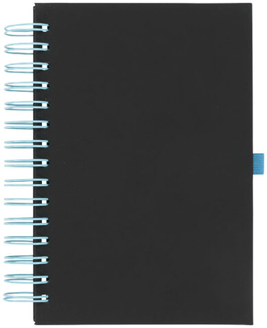 Wiro A5 Spiral Notizbuch, schwarz, blau bedrucken, Art.-Nr. 21021101