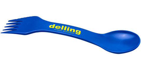 Epsy 3-in-1 Löffel, Gabel und Messer, blau bedrucken, Art.-Nr. 21081201
