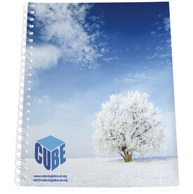 Desk-Mate® A4 Notizbuch mit Kunststoff Cover und Spiralbindung, weiss bedrucken, Art.-Nr. 21270000