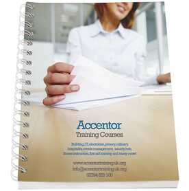 Desk-Mate® A5 Notizbuch mit Kunststoff Cover und Spiralbindung, weiss bedrucken, Art.-Nr. 21271000