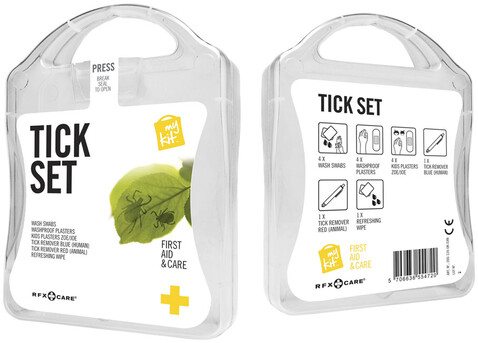 mykit, first aid, kit, ticks, weiss bedrucken, Art.-Nr. 1Z251601