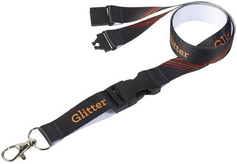 Balta Sublimation Lanyard mit Schnapp- und Sicherheitsverschluss, schwarz, weiss, 10mm bedrucken, Art.-Nr. 1PL0070C