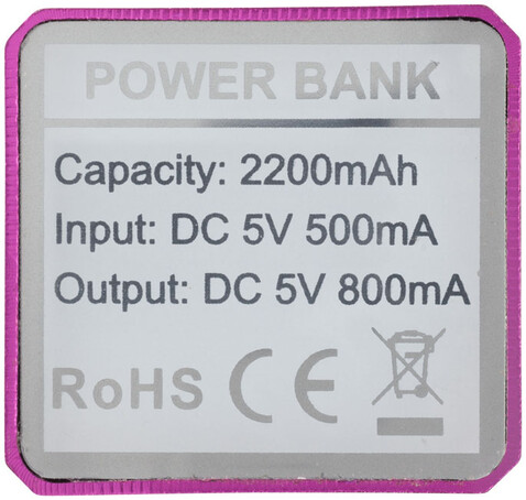 power bank, power bank, charging, charger, charge, rosa, 2200mAh bedrucken, Art.-Nr. 1Z70621C