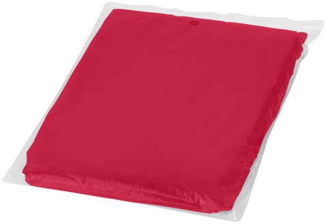 Ziva Einweg Regenponcho mit Hülle, rot bedrucken, Art.-Nr. 10042902