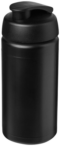 Baseline® Plus grip 500 ml Sportflasche mit Klappdeckel, schwarz bedrucken, Art.-Nr. 21007211