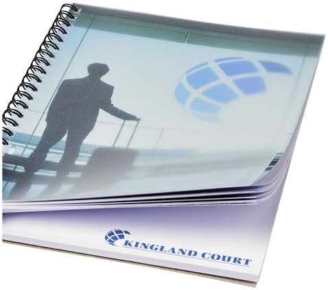 Desk-Mate® A5 Notizbuch mit Kunststoff Cover und Spiralbindung, weiss, schwarz bedrucken, Art.-Nr. 21247012