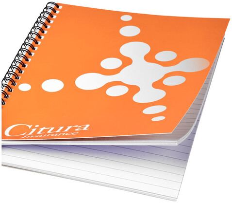 Desk-Mate® A5 Notizbuch mit Kunststoff Cover und Spiralbindung, weiss, schwarz bedrucken, Art.-Nr. 21271001
