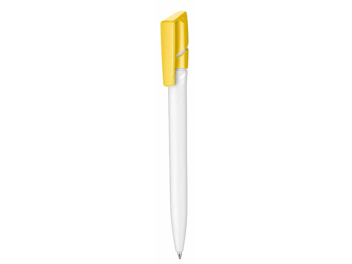 Kugelschreiber TWISTER–weiss/zitronen-gelb bedrucken, Art.-Nr. 00040_0101_0200
