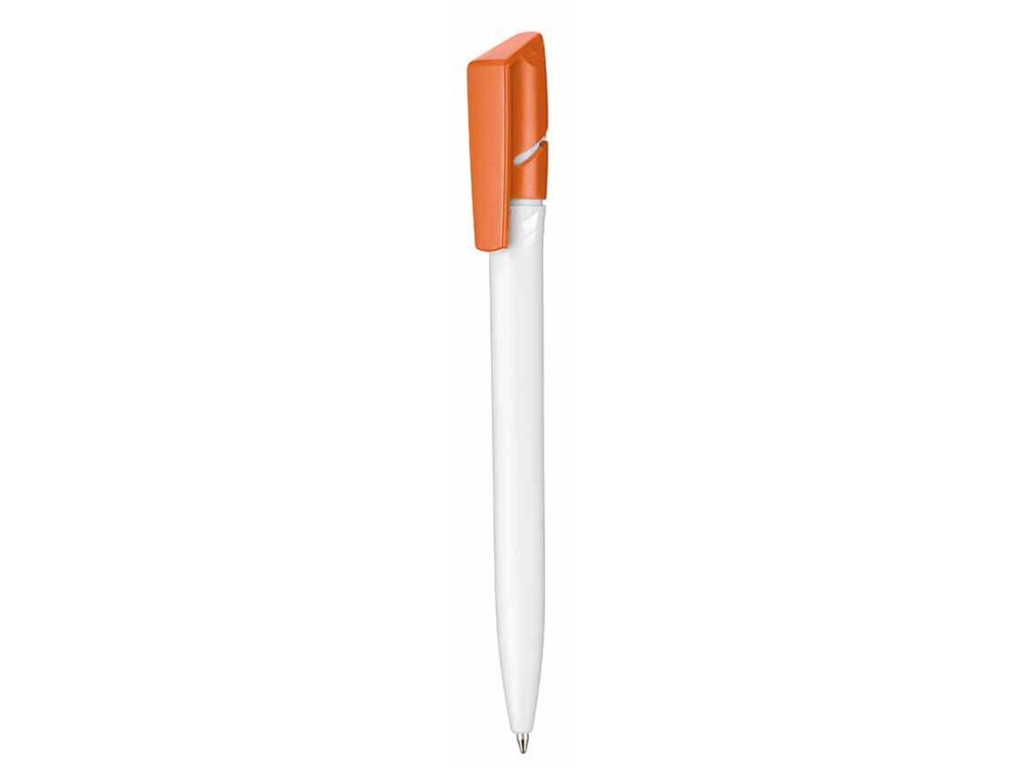 Kugelschreiber TWISTER–weiss/orange bedrucken, Art.-Nr. 00040_0101_0501