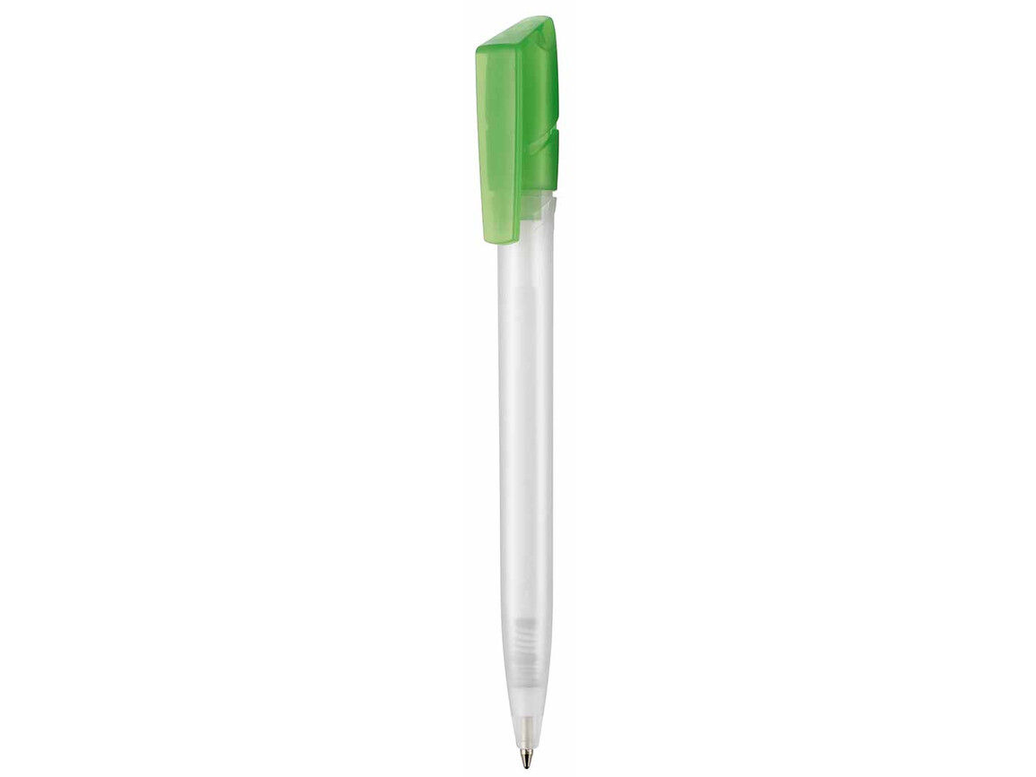 Kugelschreiber TWISTER FROZEN–frost-weiss TR/FR/kiwi transp. bedrucken, Art.-Nr. 00041_3100_4020