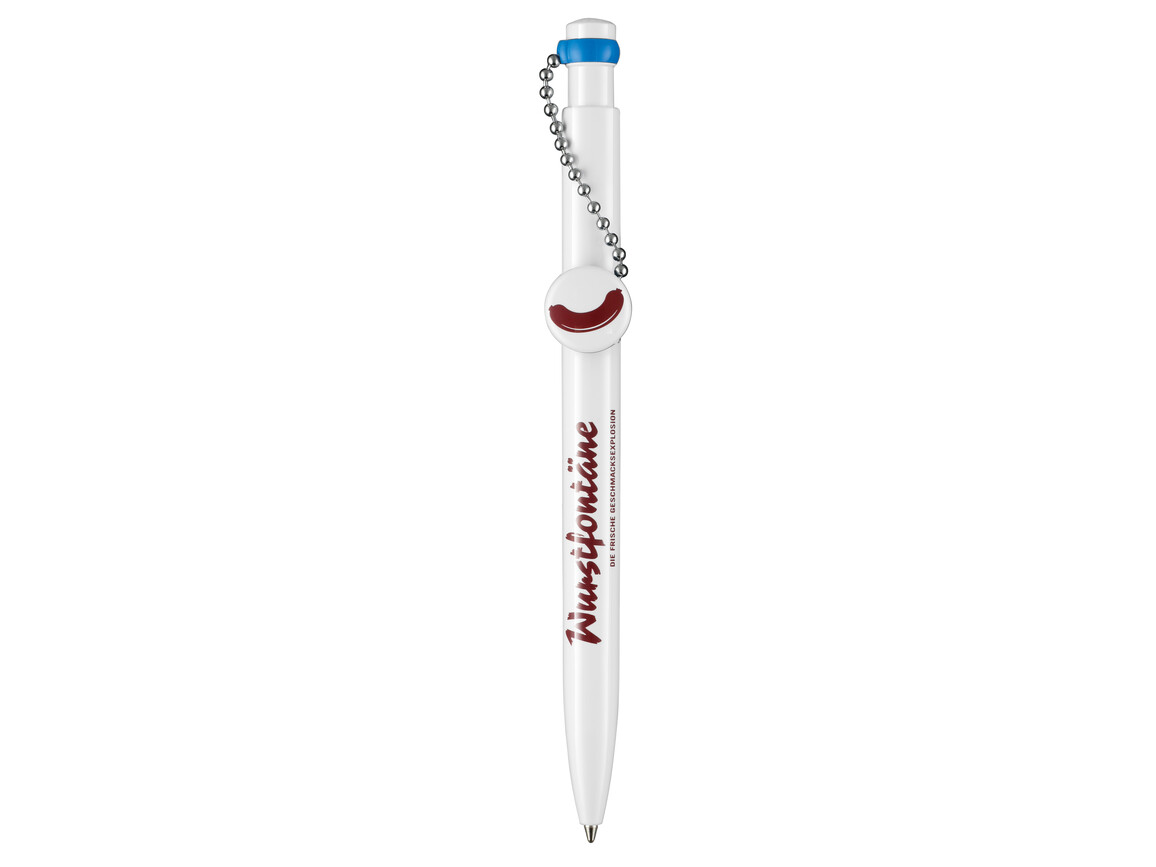 Kugelschreiber PIN PEN–weiss/himmel-blau bedrucken, Art.-Nr. 00060_0101_1301