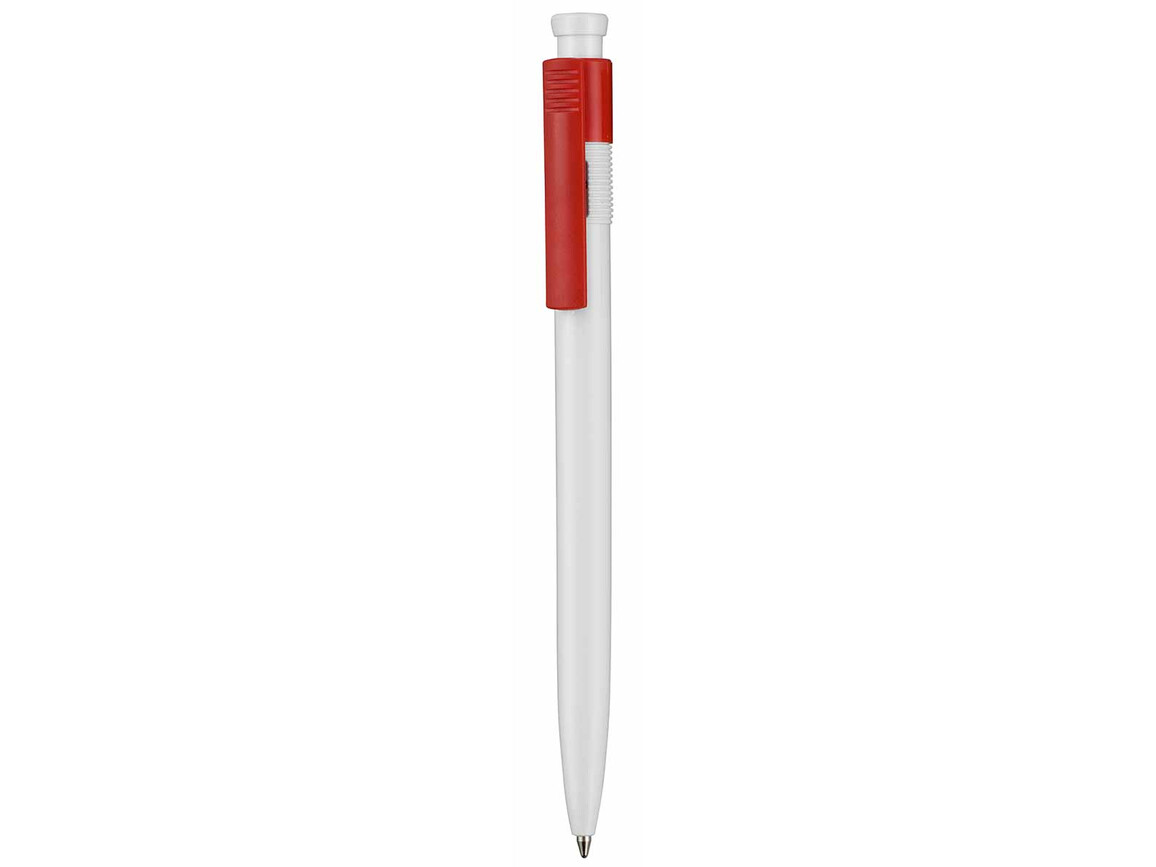 Kugelschreiber HOT–weiss/signal-rot bedrucken, Art.-Nr. 00110_0101_0601