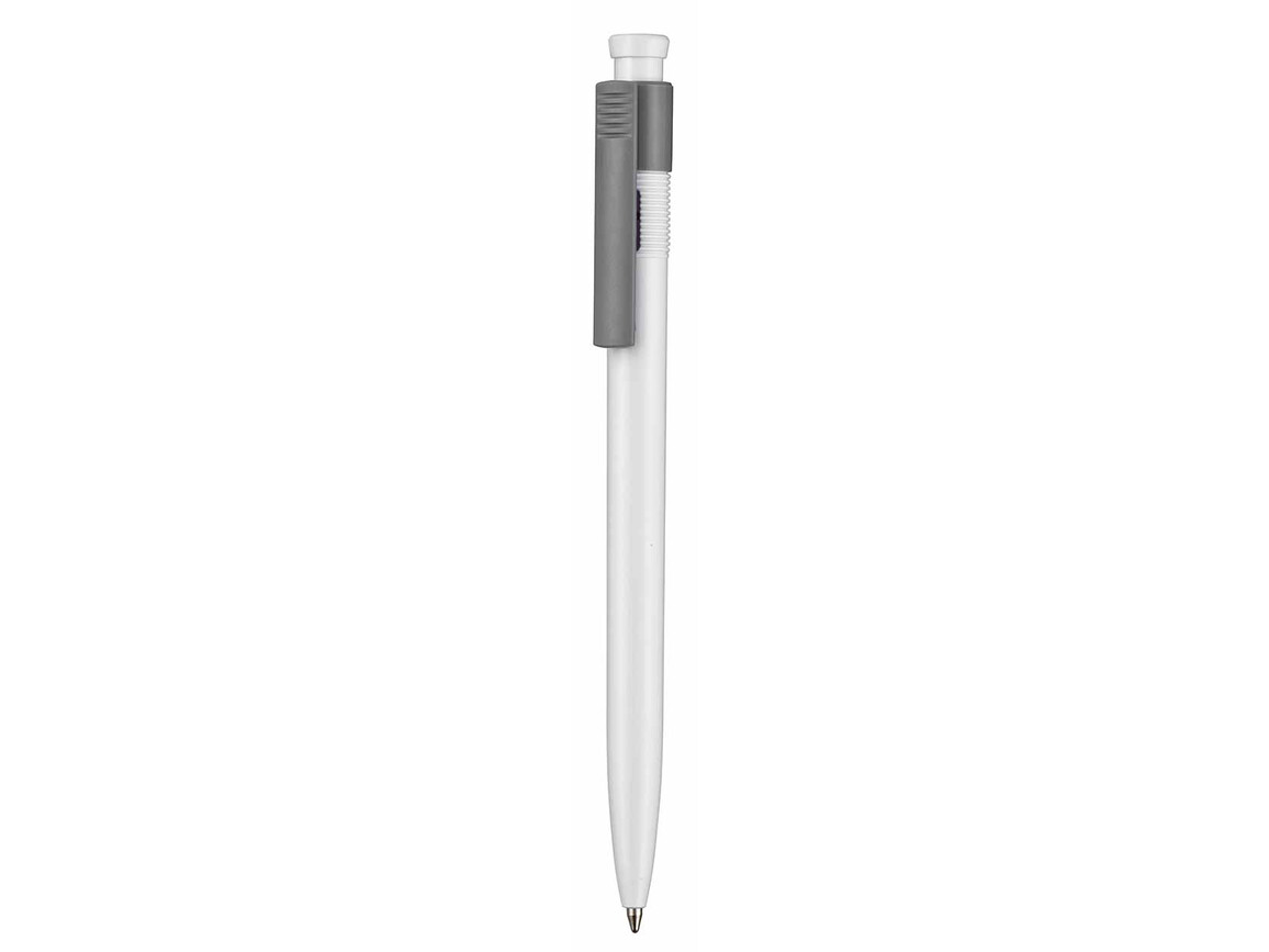 Kugelschreiber HOT–weiss/stein-grau bedrucken, Art.-Nr. 00110_0101_1400