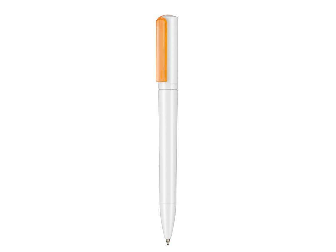 Kugelschreiber SPLIT–weiss/neon orange transparent bedrucken, Art.-Nr. 00126_0101_3590
