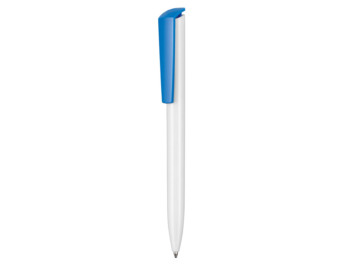 Kugelschreiber TRIGGER–weiss/himmel-blau bedrucken, Art.-Nr. 00127_0101_1301