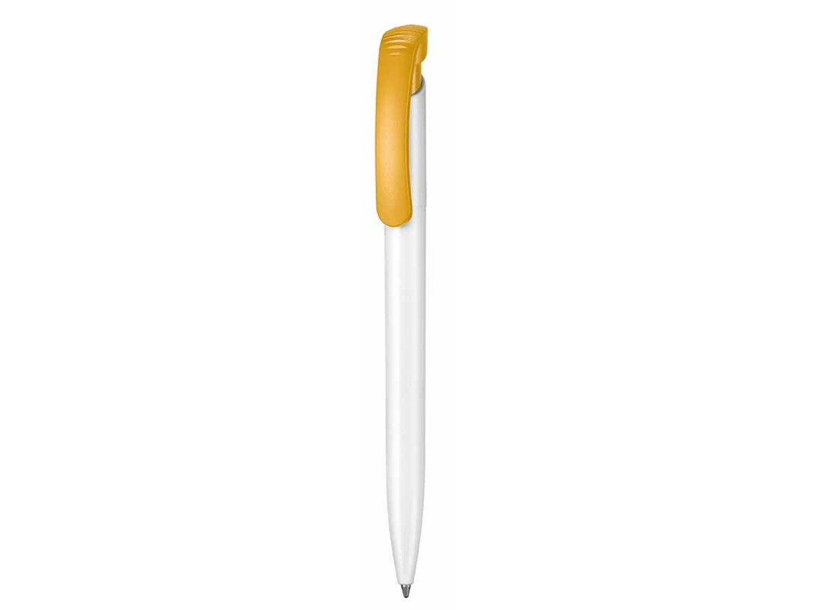 Kugelschreiber CLEAR–weiss/apricot-gelb bedrucken, Art.-Nr. 02000_0101_0201