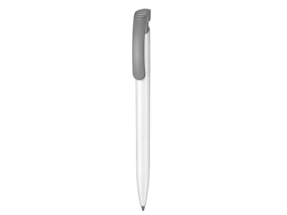 Kugelschreiber CLEAR–weiss/stein-grau bedrucken, Art.-Nr. 02000_0101_1400