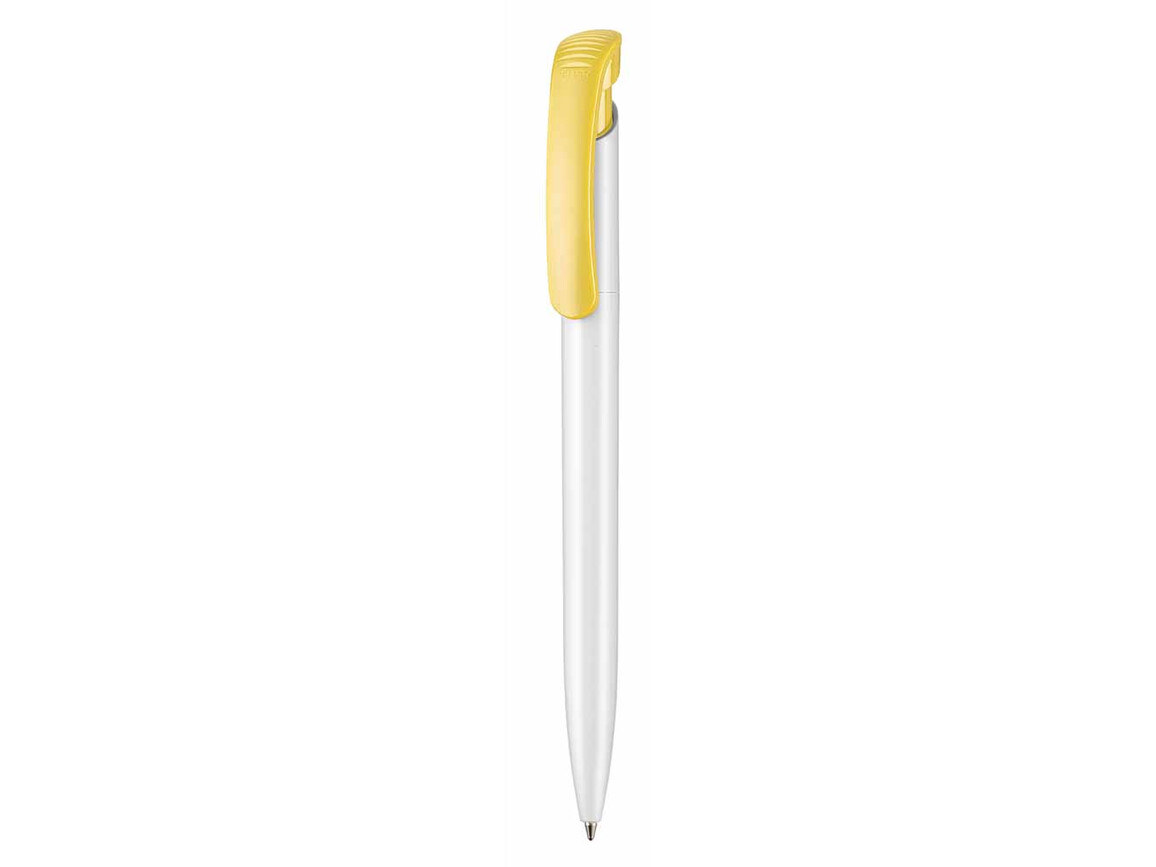 Kugelschreiber CLEAR SHINY–weiss/zitronen-gelb bedrucken, Art.-Nr. 02020_0101_0200