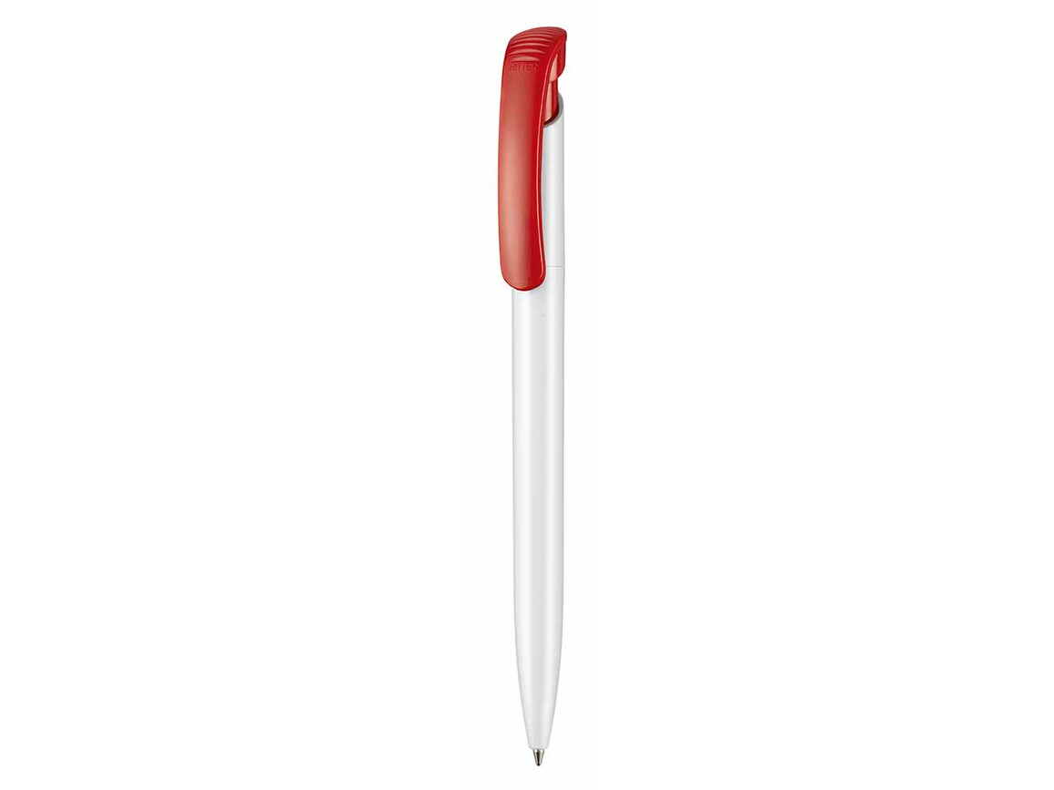 Kugelschreiber CLEAR SHINY–weiss/signal-rot bedrucken, Art.-Nr. 02020_0101_0601