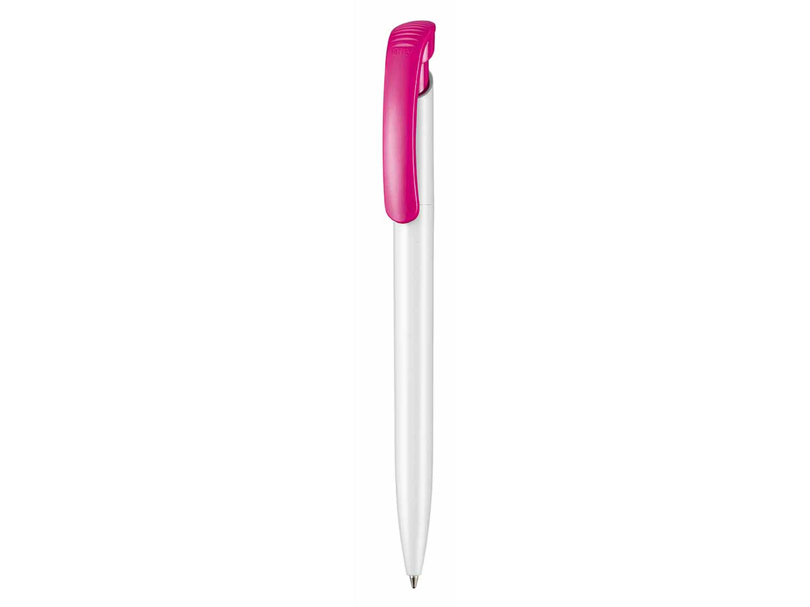 Kugelschreiber CLEAR SHINY–weiss/fuchsia-pink bedrucken, Art.-Nr. 02020_0101_0800