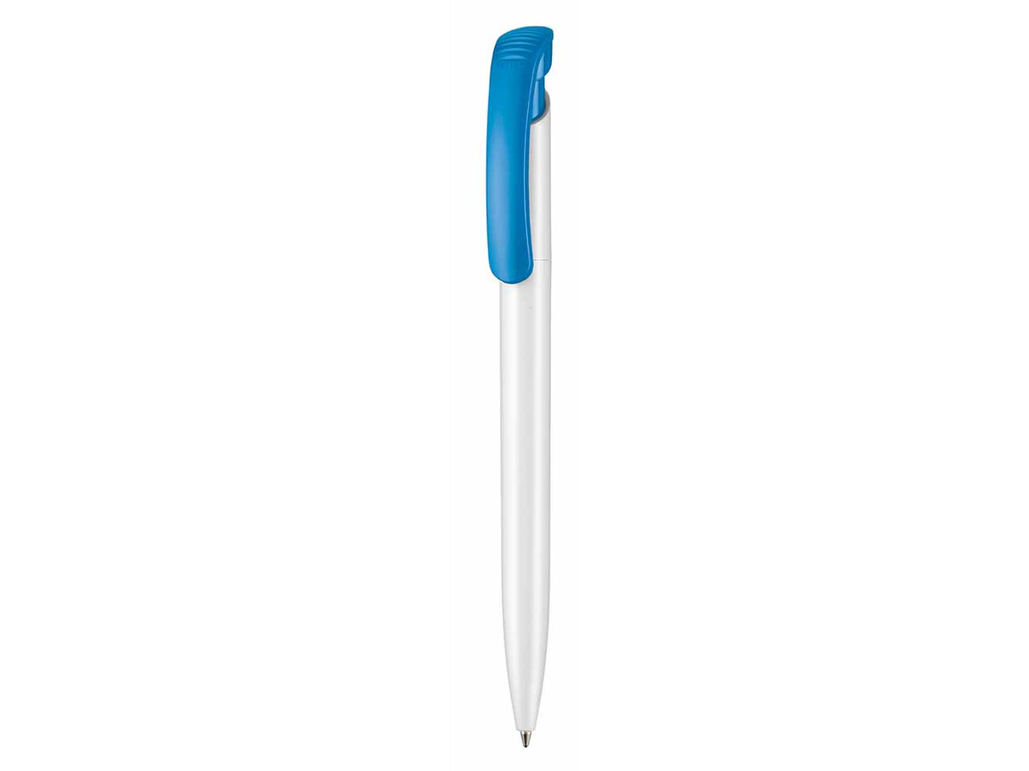 Kugelschreiber CLEAR SHINY–weiss/himmel-blau bedrucken, Art.-Nr. 02020_0101_1301