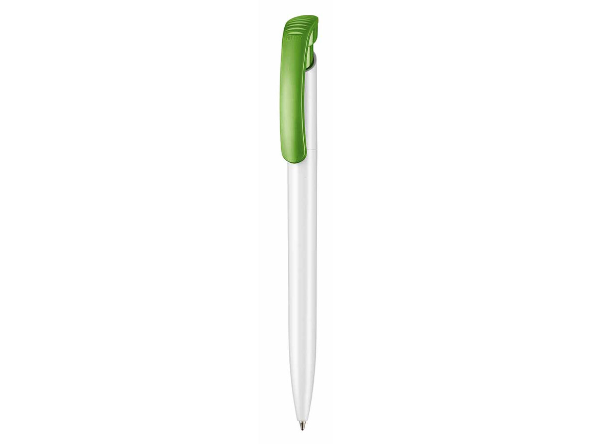 Kugelschreiber CLEAR SHINY–weiss/Apfel-grün bedrucken, Art.-Nr. 02020_0101_4076