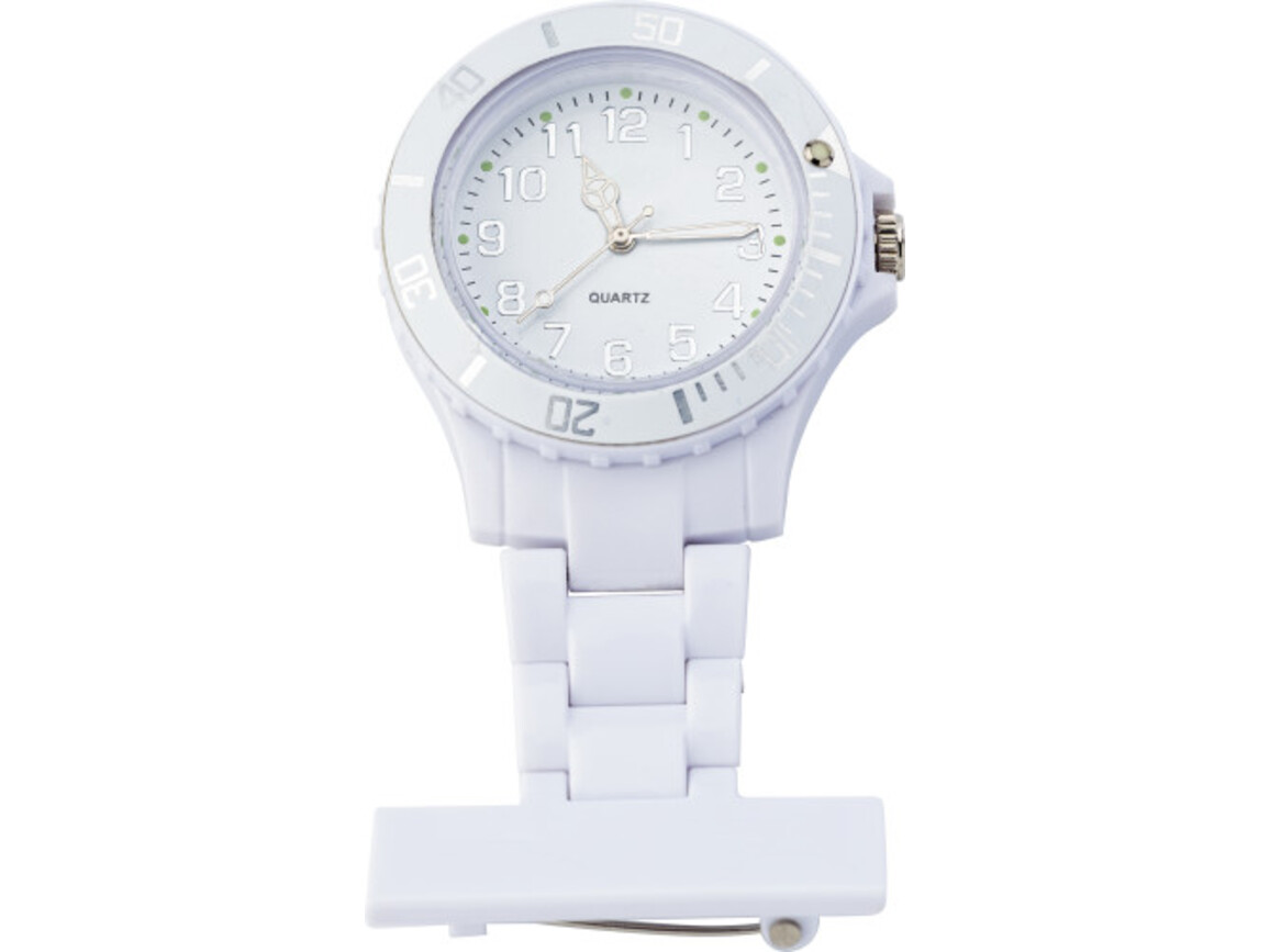 Krankenschwester-Uhr aus Kunststoff Simone – Weiß bedrucken, Art.-Nr. 002999999_1116