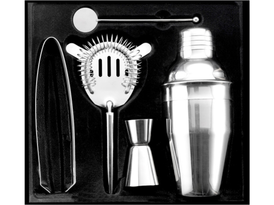 Cocktailshaker-Set aus Edelstahl – Silber bedrucken, Art.-Nr. 032999999_4680