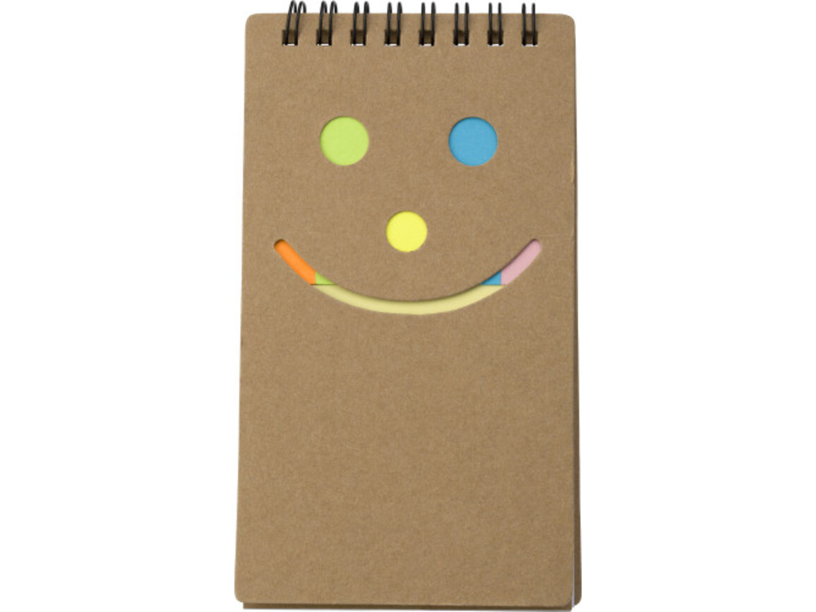 Notizbuch 'Happy face' aus Karton – Braun bedrucken, Art.-Nr. 011999999_5351