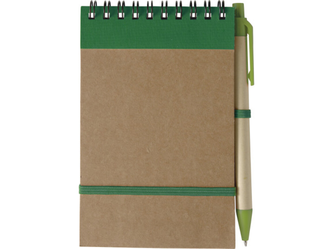Notizbuch aus recyceltem Karton Emory – Grün bedrucken, Art.-Nr. 004999999_5410