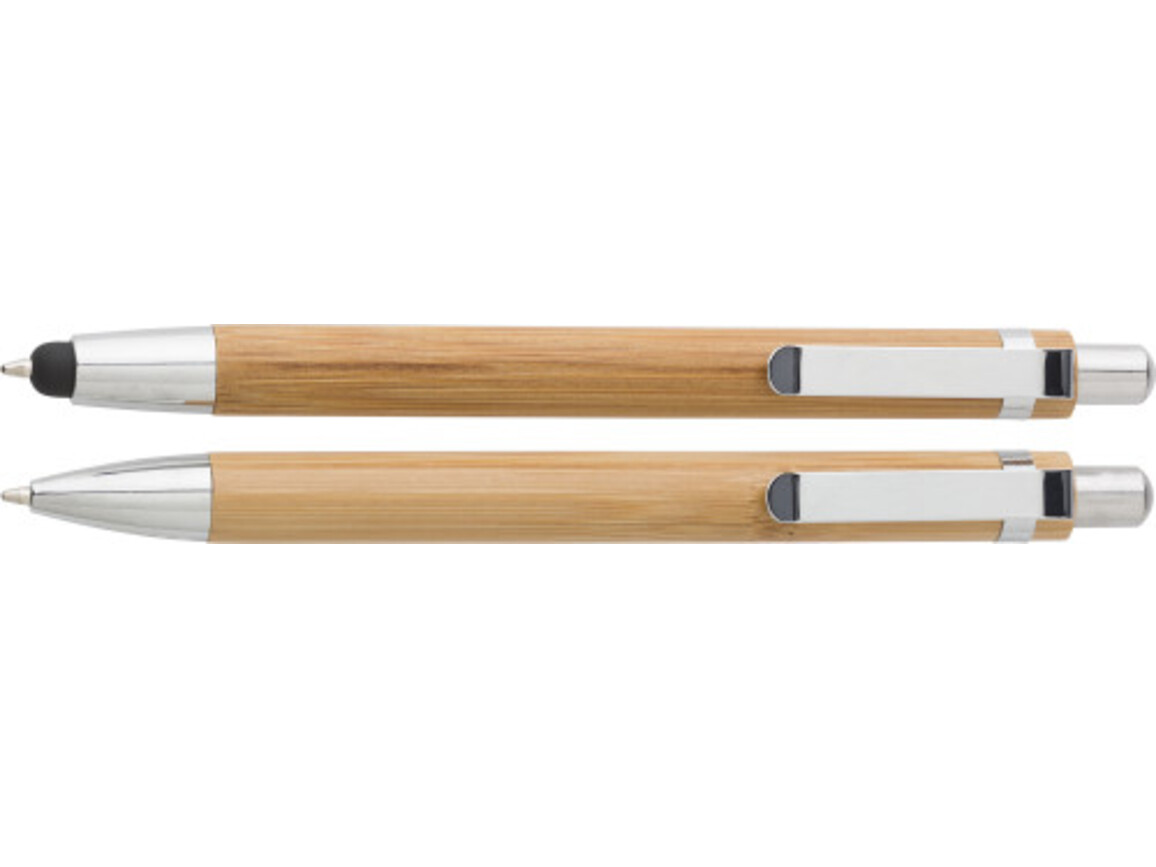 Kugelschreiber-Set 'Bamboo' aus Bambus – Braun bedrucken, Art.-Nr. 011999999_7974