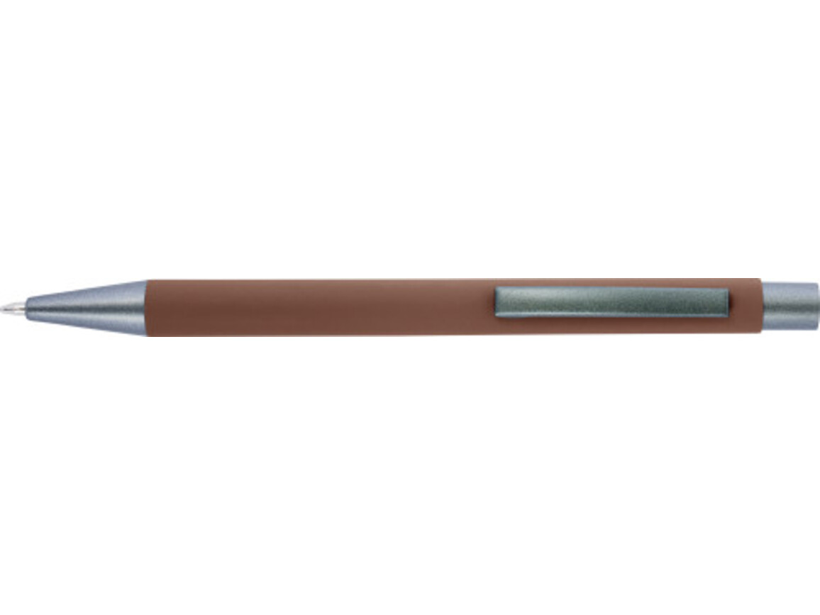 Kugelschreibermit Softtouch-Oberfläche und Glanzgravur Emmett – Braun bedrucken, Art.-Nr. 011999999_8298