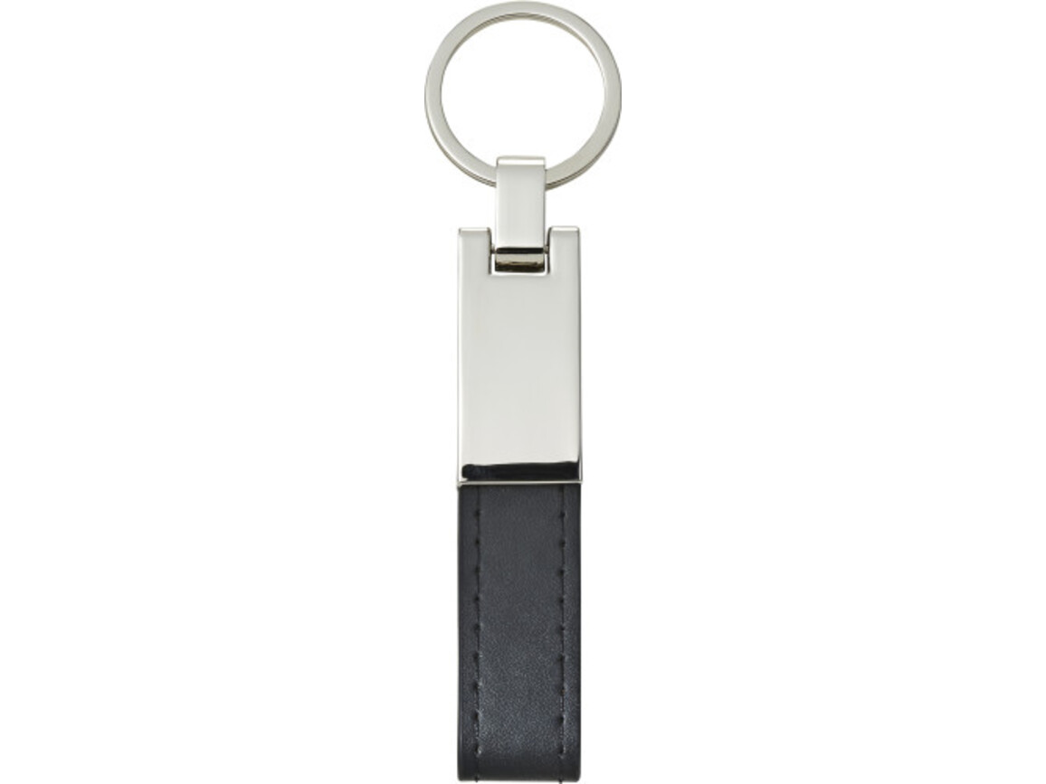 Schlüsselanhänger 'Design' mit Stahlplatte und Kunsstofflasche – Schwarz bedrucken, Art.-Nr. 001999999_8779