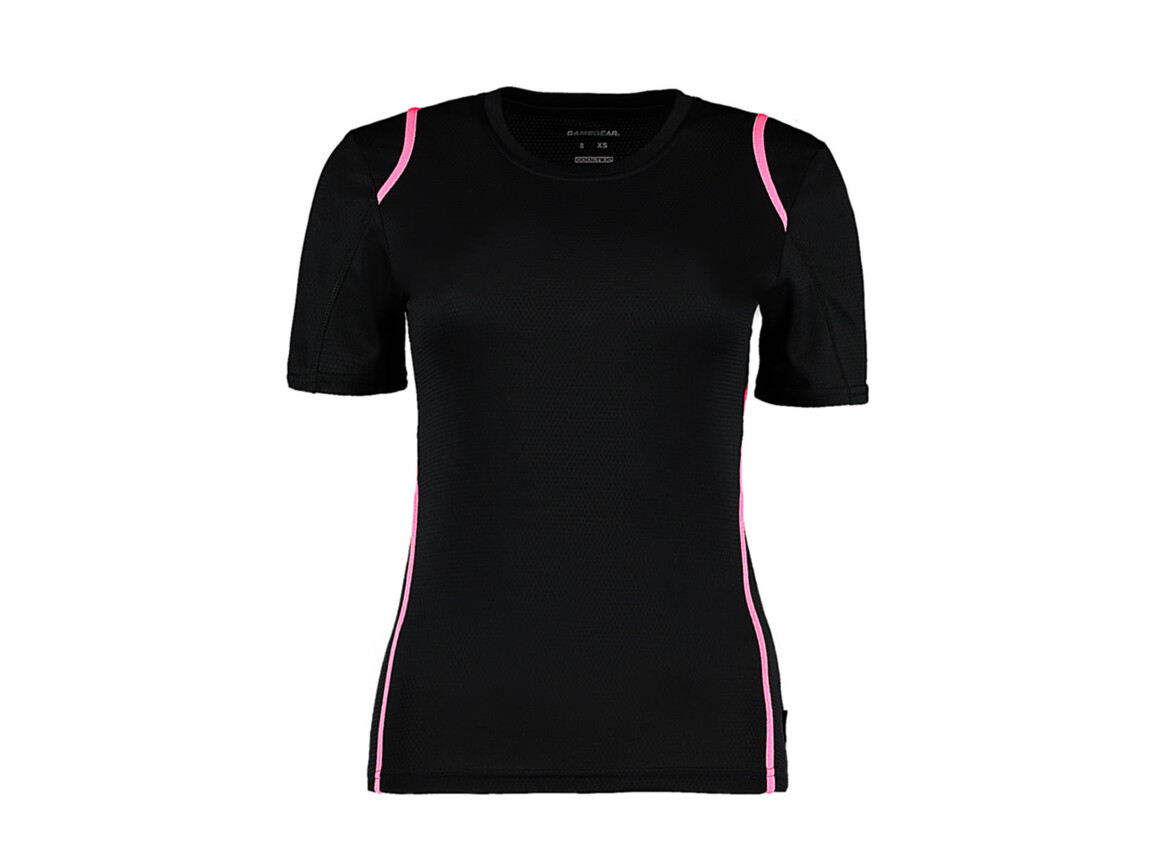 Kustom Kit Women`s Regular Fit Cooltex® Contrast Tee, Black/Fluorescent Pink, S bedrucken, Art.-Nr. 002111782