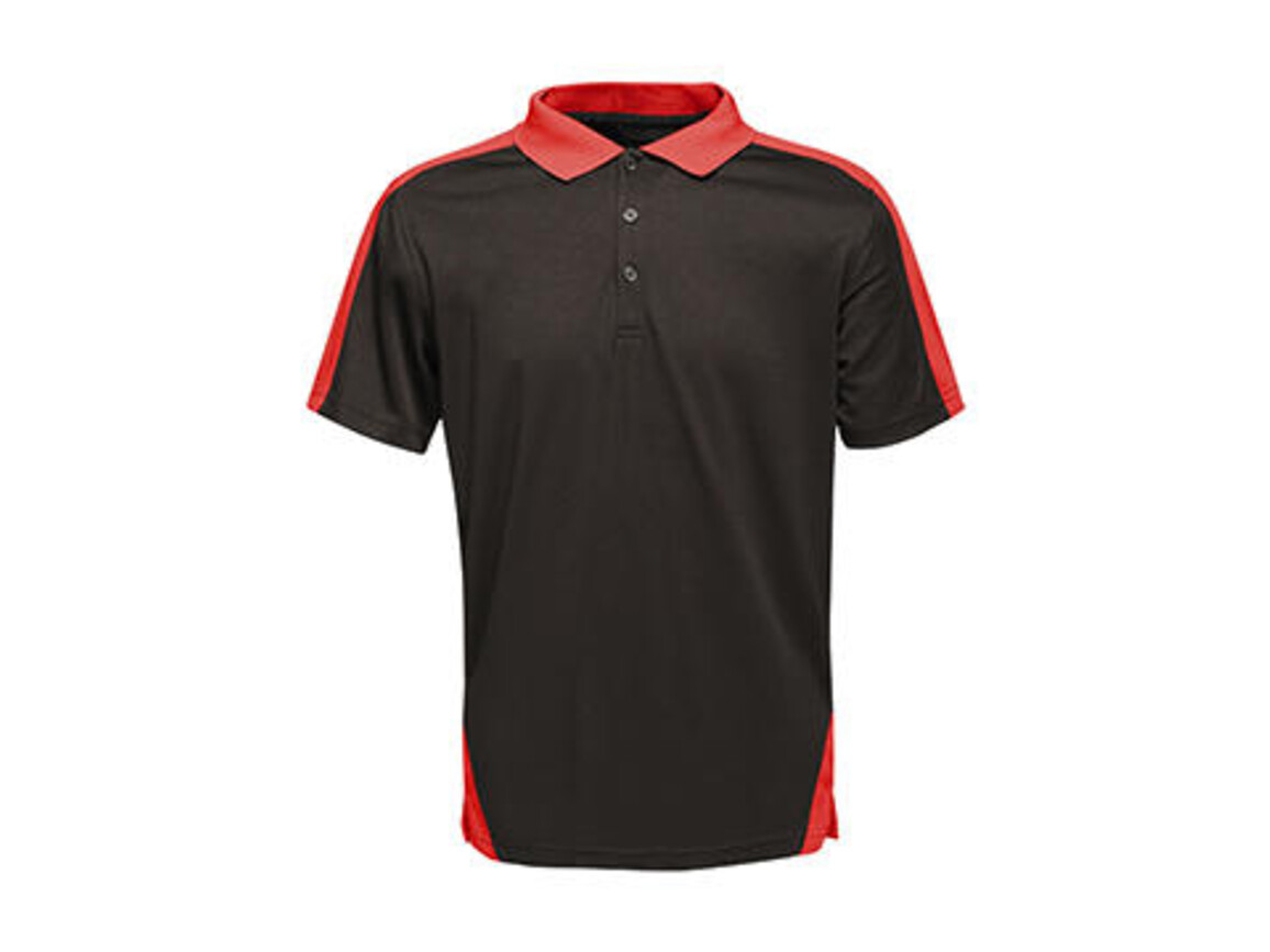 Regatta Contrast Coolweave Polo, Black/Classic Red, 2XL bedrucken, Art.-Nr. 006171577