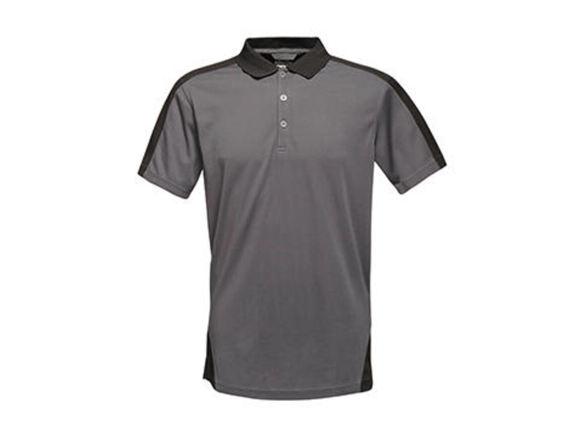 Regatta Contrast Coolweave Polo, Seal Grey/Black, L bedrucken, Art.-Nr. 006171585