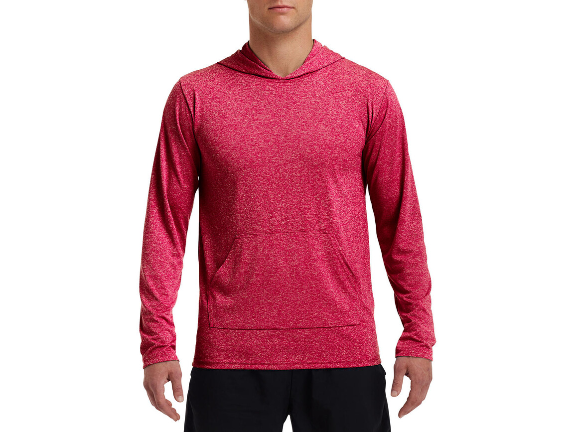 Gildan Performance® Adult Hooded T-Shirt, Heather Sport Scarlet Red, S bedrucken, Art.-Nr. 013094213