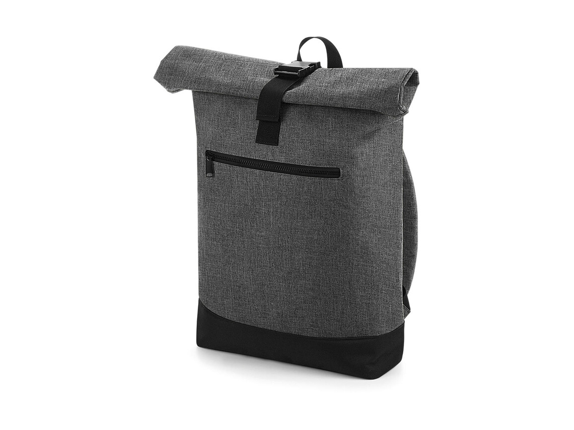 Bag Base Roll-Top Backpack, Grey Marl/Black, One Size bedrucken, Art.-Nr. 017291550