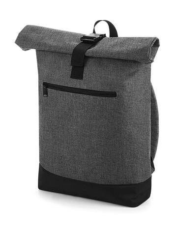 Bag Base Roll-Top Backpack, Grey Marl/Black, One Size bedrucken, Art.-Nr. 017291550