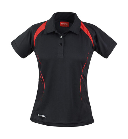 Result Ladies` Spiro Team Spirit Polo, Black/Red, XS bedrucken, Art.-Nr. 019331542