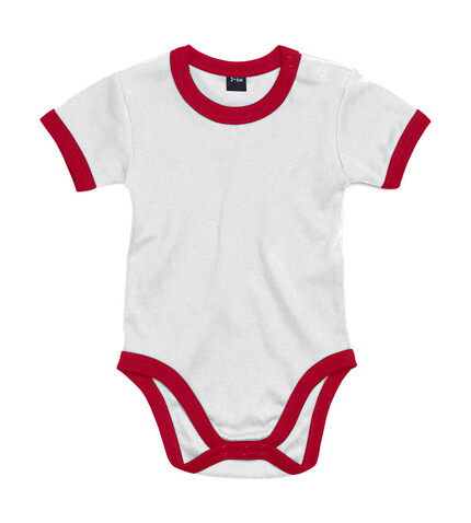 BabyBugz Baby Ringer Bodysuit, White/Red, 3-6 bedrucken, Art.-Nr. 019470542