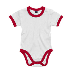 BabyBugz Baby Ringer Bodysuit, White/Red, 3-6 bedrucken, Art.-Nr. 019470542
