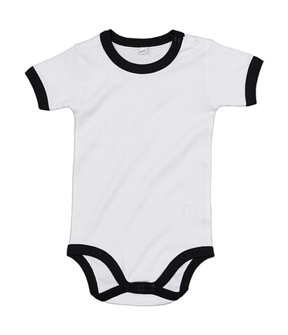 BabyBugz Baby Ringer Bodysuit, White/Black, 12-18 bedrucken, Art.-Nr. 019470564