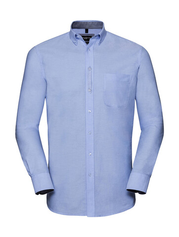 Russell Europe Men`s LS Tailored Washed Oxford Shirt, Oxford Blue/Oxford Navy, S bedrucken, Art.-Nr. 020003543
