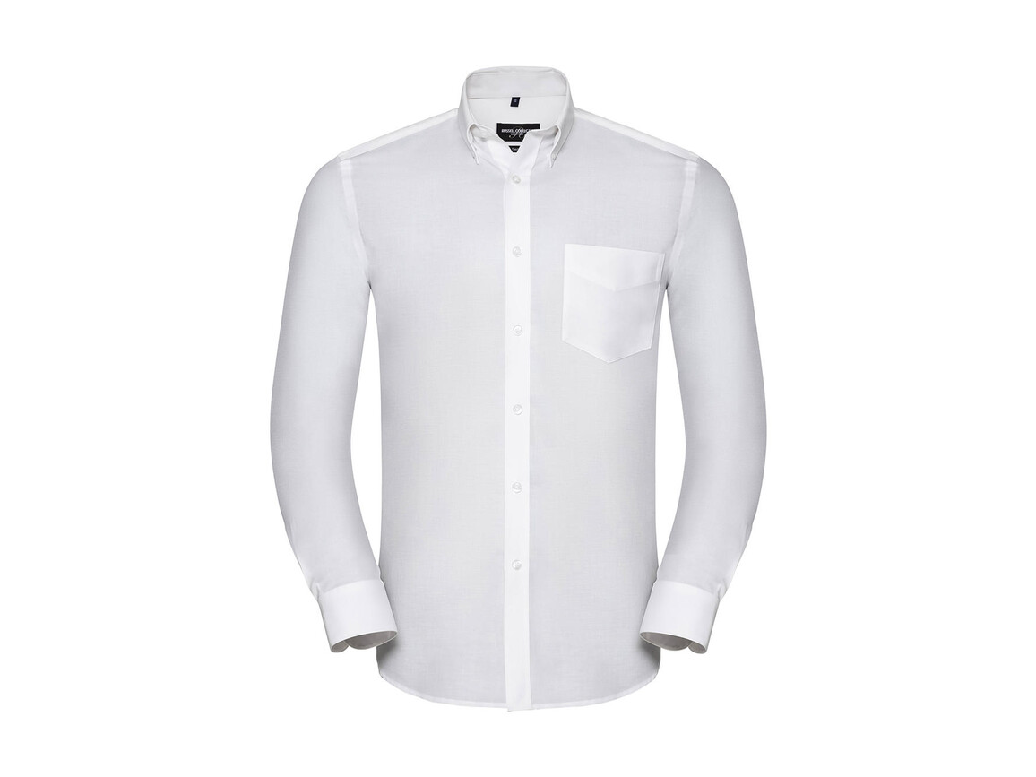 Russell Europe Men`s LS Tailored Button-Down Oxford Shirt, White, L bedrucken, Art.-Nr. 021000005